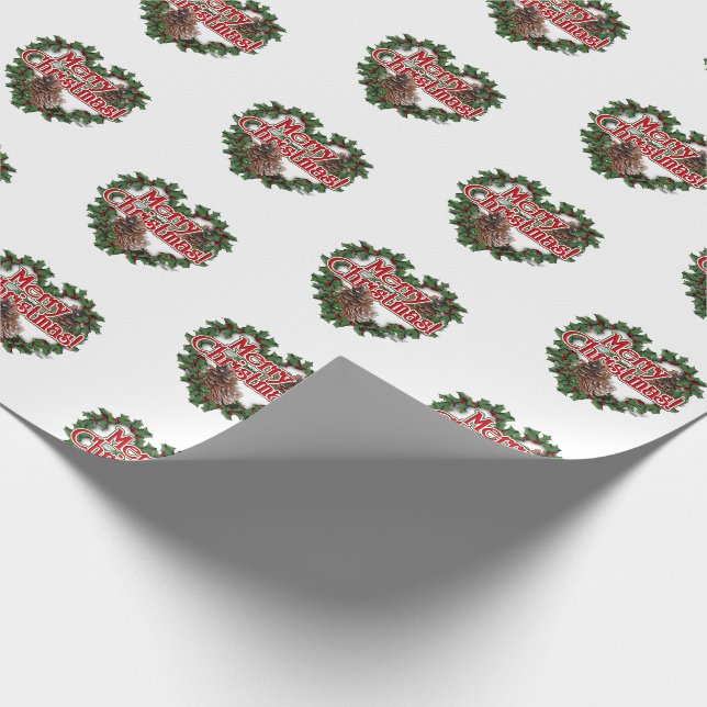 Papel De Presente Coroa de Natal do Coração (Ponta)