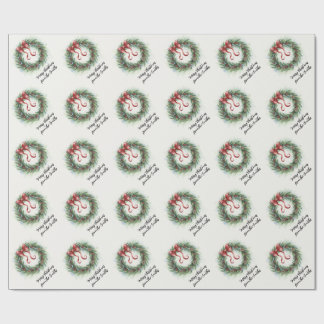 Papel De Presente Coroa de Natal em Aquarela