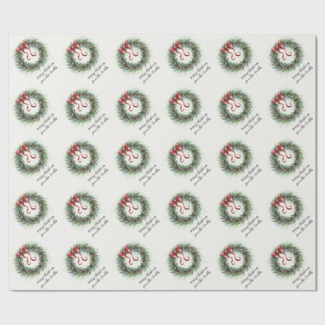 Papel De Presente Coroa de Natal em Aquarela (Aberto)