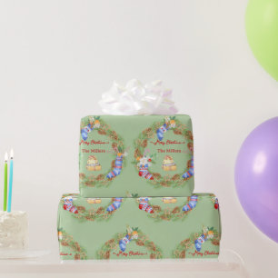 Papel De Presente Coroa de Natal Folhagem de Inverno Cone Presentes 