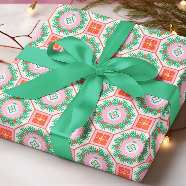 Papel De Presente Coroa de Natal Moderna Presentes Enfeites Geométri (Criador carregado)