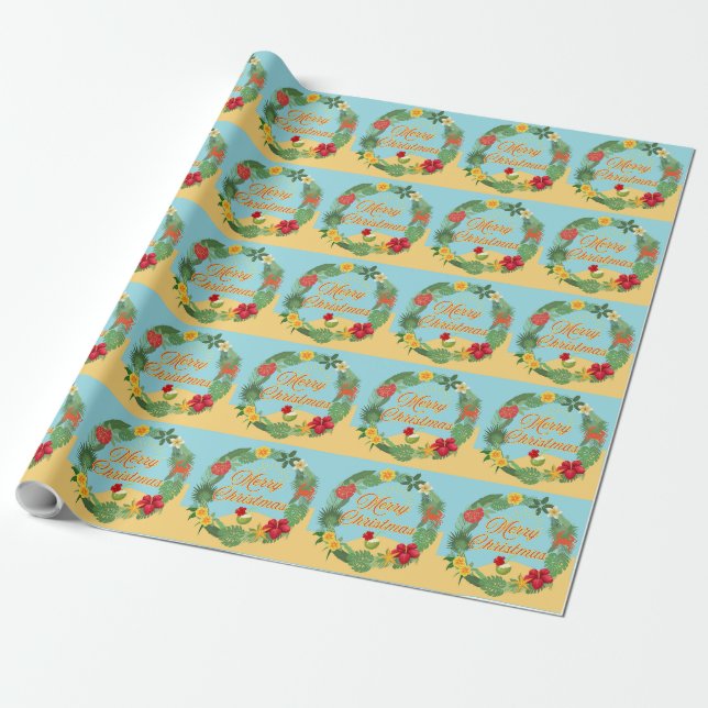 Papel De Presente Coroa de Natal Tropical (Desenrolado)