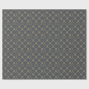 Papel De Presente Coroa Dourada Real Azul Veludo Luxo Padrão Damask