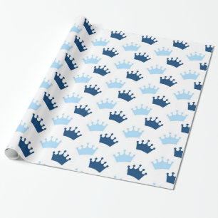 Papel De Presente Coroa Real Azul Conto de Fadas do Príncipe Festa d