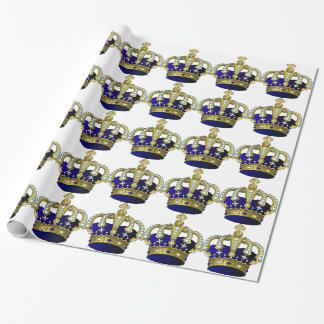 Papel De Presente Coroa real azul & Dourado