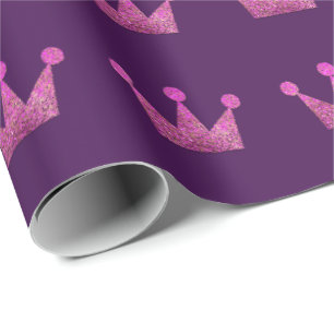 Papel De Presente Coroas Brilhantes Pink Graduação Cor-de-Rosa Fuchs
