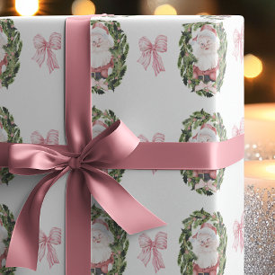 Papel De Presente Coroas de Natal do Papai Noel com Estilo Vintage E