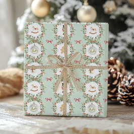 Papel De Presente Coroas e Brinquedos de Natal Caprichosos