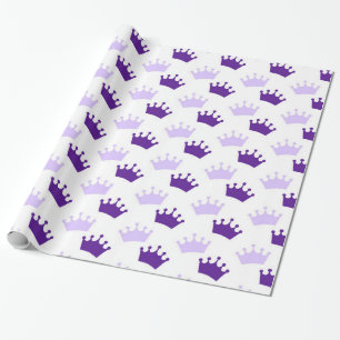 Papel De Presente Coronas Reais Roxas Festa de Princesa de Conto de 