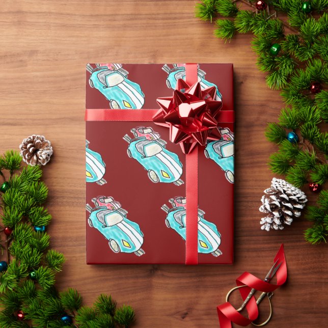 Papel De Presente Corrida de Carros em Pista (Presente de Natal)