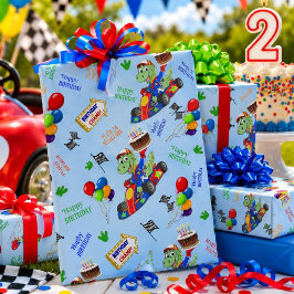 Papel De Presente Corrida de Dinossauro de Aniversário Já Vai Começa