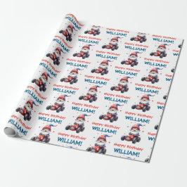 Papel De Presente Corrida do Gnome Patriótico de Aniversário Feliz