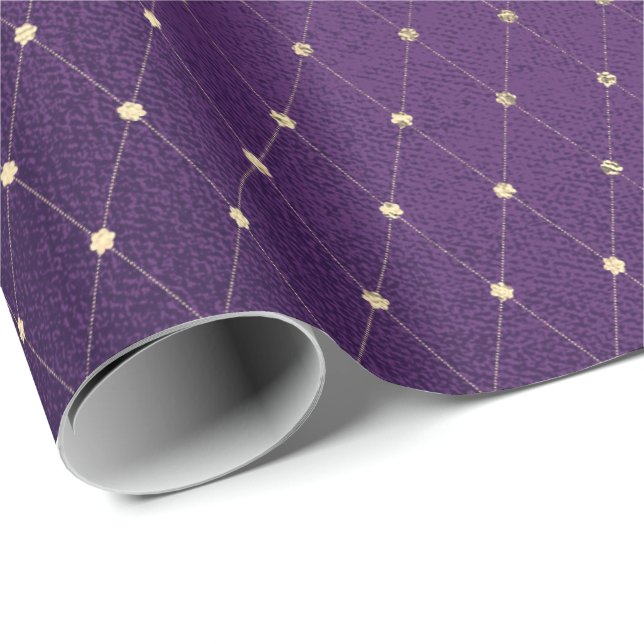 Papel De Presente Corte de Diamante Delicado Líquido de Ouro Roxo (Ponta do rolo)
