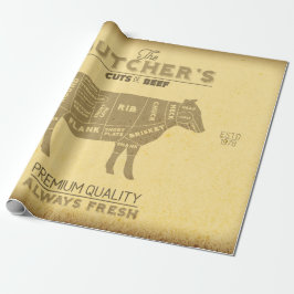 Papel De Presente Cortes de bovinos com açougueiro em jejum