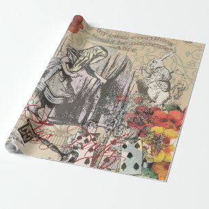 Papel De Presente Cortina Clássica de Arte das Aventuras de Alice no