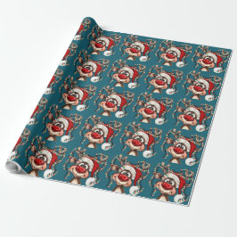 Papel De Presente Cortina de Banho de Natal com Rena Festiva