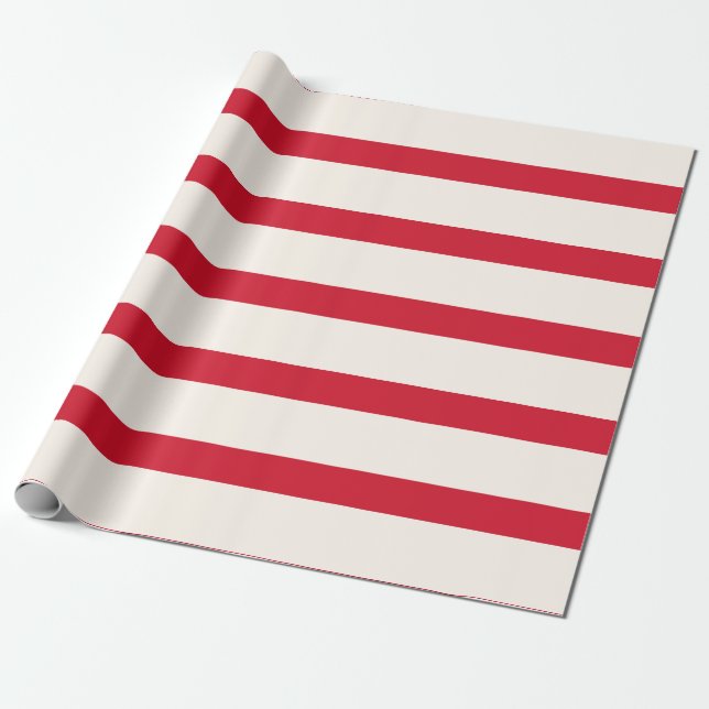 Papel De Presente Cortina de Chás com Strike Vermelho e Branco (Desenrolado)