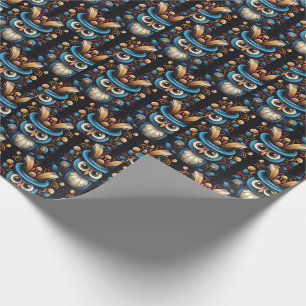 Papel De Presente Coruja azul