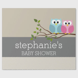 Papel De Presente Coruja-branca em Branch Baby Girl ou Boy Chá
