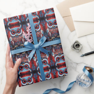 Papel De Presente Coruja Cósmica da Sabedoria