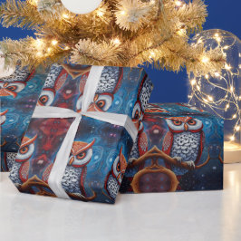 Papel De Presente Coruja Cósmica da Sabedoria