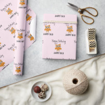 Coruja laranja fofa feliz aniversário em rosa