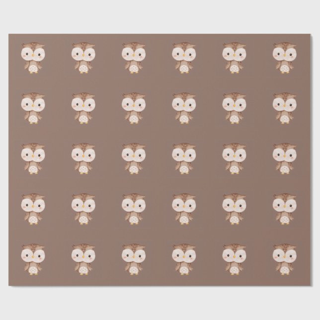 Papel De Presente Coruja Marrom Fofa (Aberto)