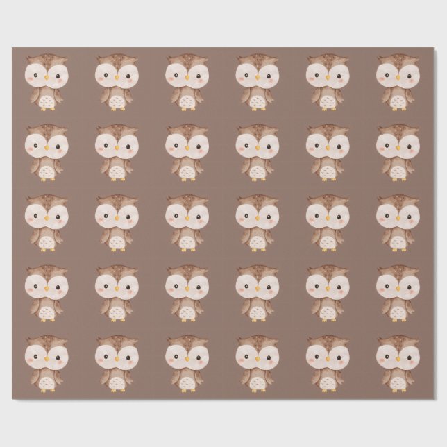 Papel De Presente Coruja Marrom Fofa (Aberto)