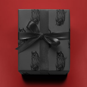 Papel De Presente Coruja na Cinza  