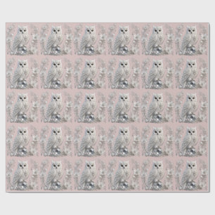 Papel De Presente Coruja Pérola Cristal Branco