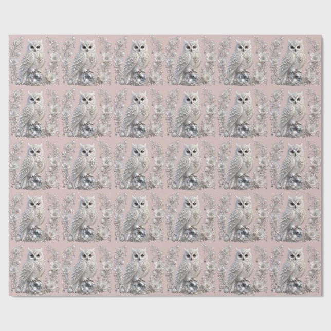 Papel De Presente Coruja Pérola Cristal Branco (Aberto)