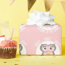 Papel De Presente Coruja Rosa, Hoot Hoot, bem-vinda ao mundo