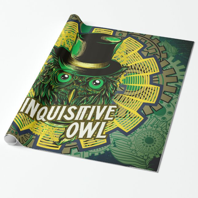 Papel De Presente Coruja Steampunk (Desenrolado)