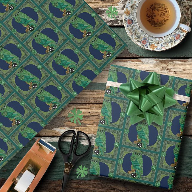 Papel De Presente Coruja Verde Celta (Criador carregado)