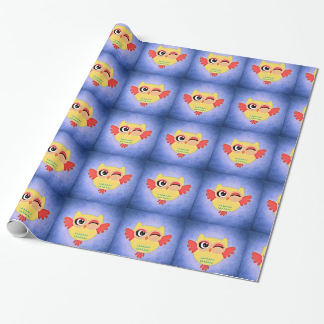 Papel De Presente Coruja Winking (Desenrolado)