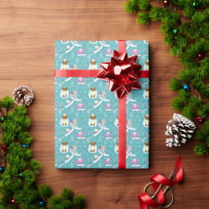 Papel De Presente Corujas Adoráveis se Divertindo em um Dia de Inver
