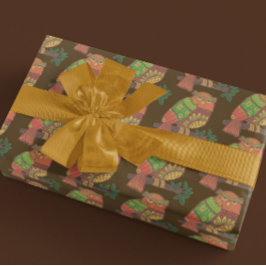Papel De Presente Corujas de Arte Folclórica em Sucursais de Ocasião