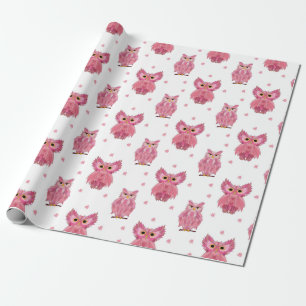 Papel De Presente Corujas Rosa