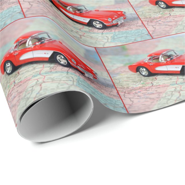 Papel De Presente Corvette 1957 sobre o roteiro (Ponta do rolo)