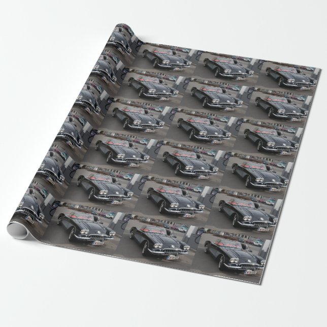 Papel De Presente Corvette Stingray Chevrolet preto (Desenrolado)