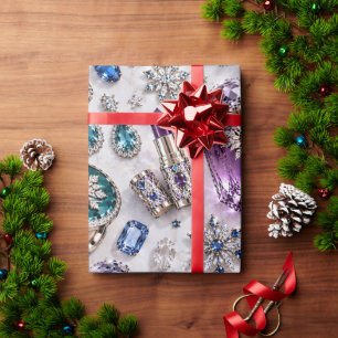 Papel De Presente Cosméticos Joia Safira Natal