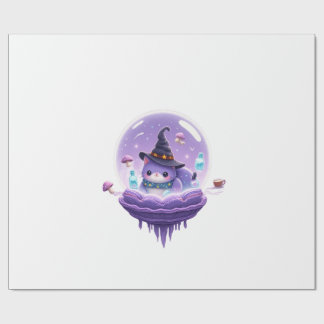 Papel De Presente Cosmic Witch Cat Crystal Ball Kawaii Gift Wrapping