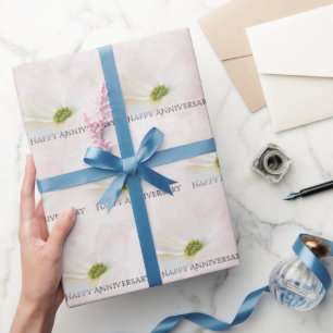 Papel De Presente Cosmos de Aniversário em Rosa Esmagada