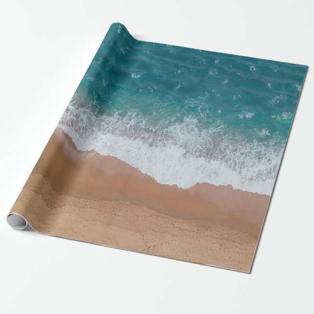 Papel De Presente Costa da Areia Marítima do Oceano (Desenrolado)