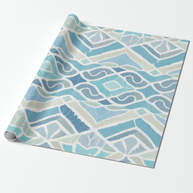 Papel De Presente Costeira/praia/azul náutico (Desenrolado)