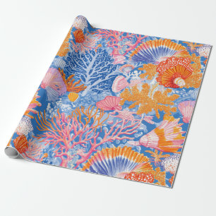Papel De Presente Costeira russa - Conchas, Starfish, Recife (19)