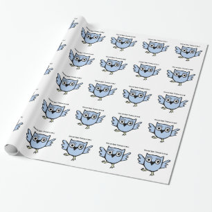 Papel De Presente Costume personalizado do menino azul da coruja do