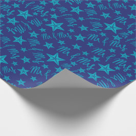 Papel De Presente Costura de praia Oceano Starfish Sem Costura Azul