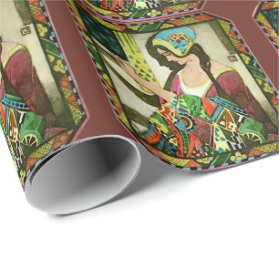 Papel De Presente Costureira Art Nouveau – Mulher de Costura Vintage