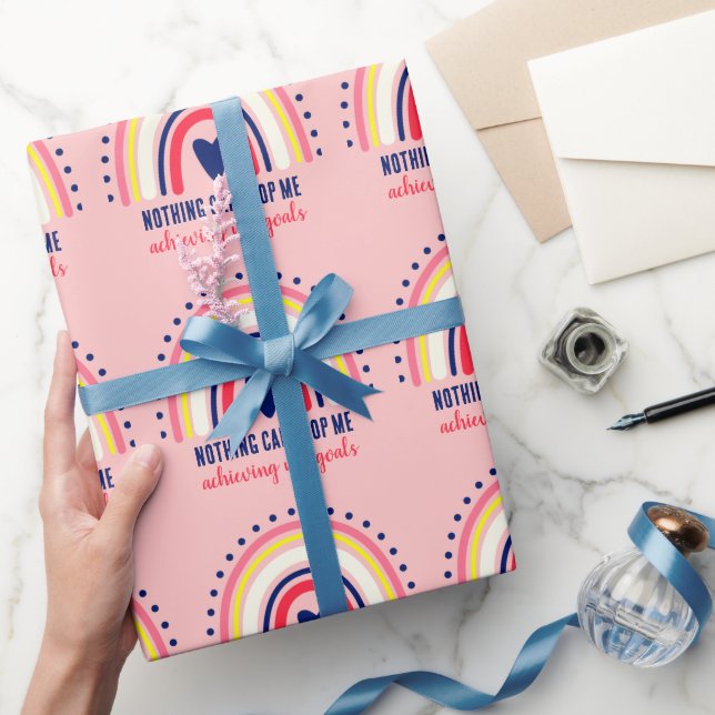PAPEL DE PRESENTE COTAÇÃO INSPIRACIONAL DE BOHO RAINBOK MODERN BOHO (Presentear)